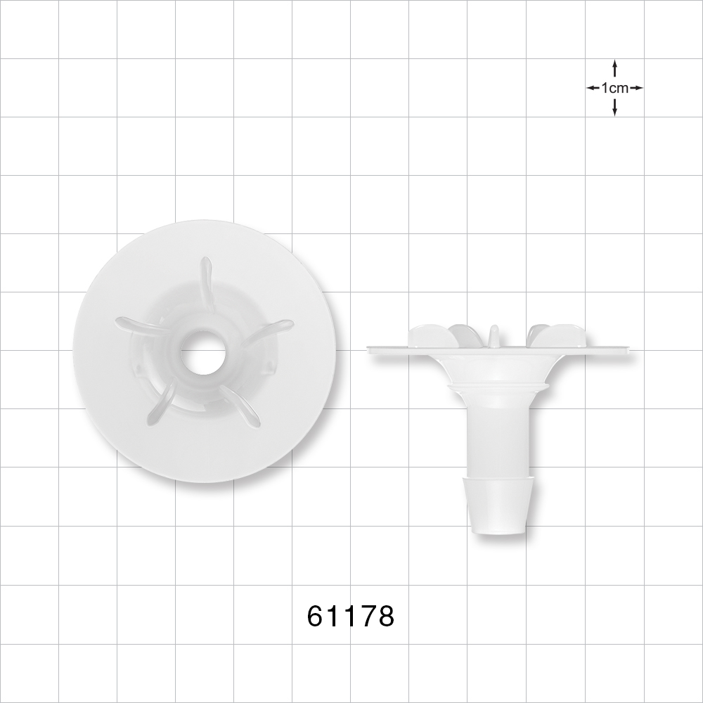 Bag Port Flange with Ribbed Base, Barbed, Natural