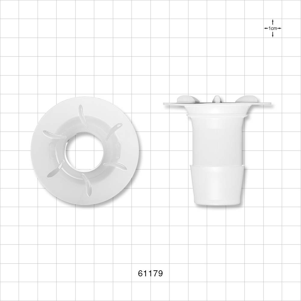 Bag Port Flange with Ribbed Base, Barbed, Natural