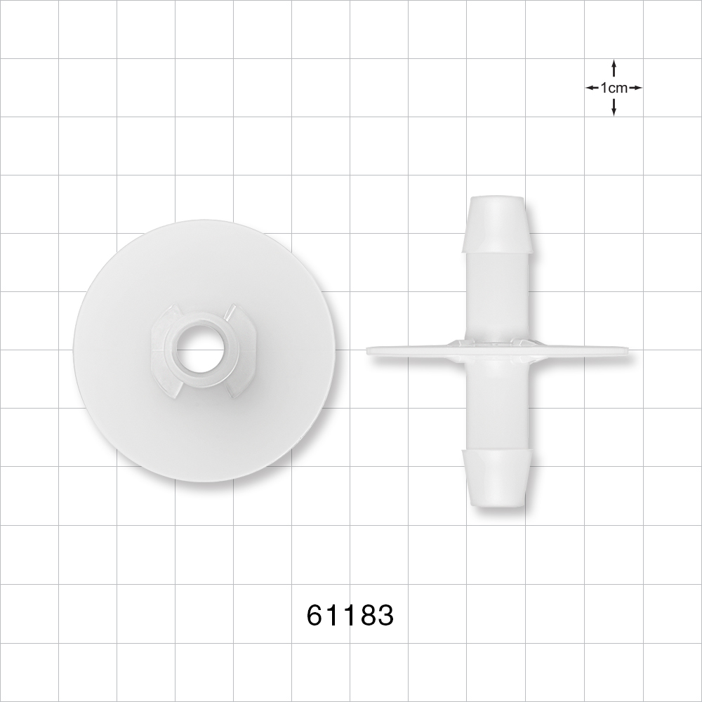 Bag Port Flange with Opposable Barbs, Natural