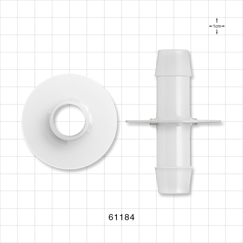 Bag Port Flange with Opposable Barbs, Natural