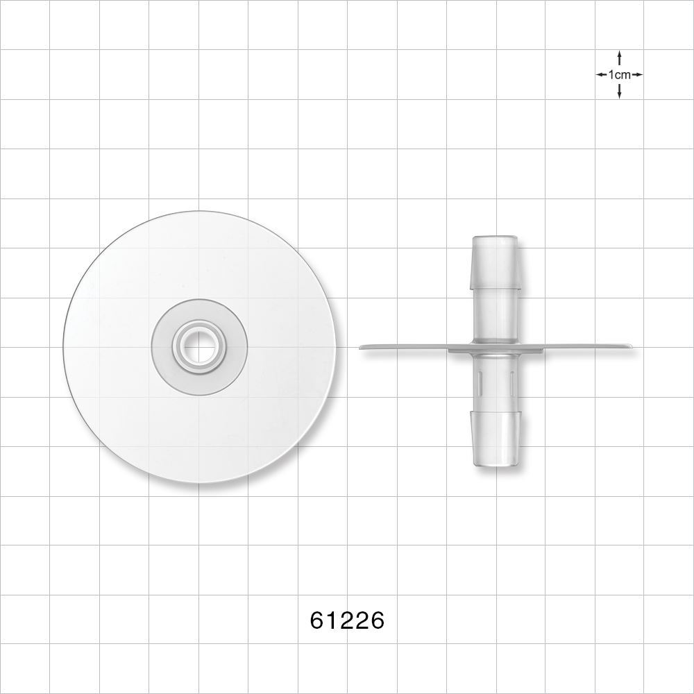 Bag Port Flange with Opposable Barbs, Natural