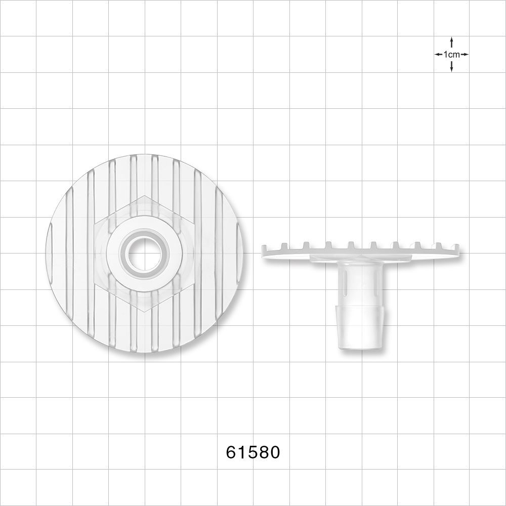 Bag Port Flange with Ribbed Base, Barbed, Natural