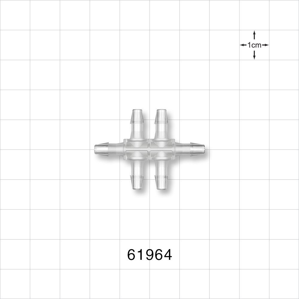 6-port Double T Style Manifold, Barbed, Natural