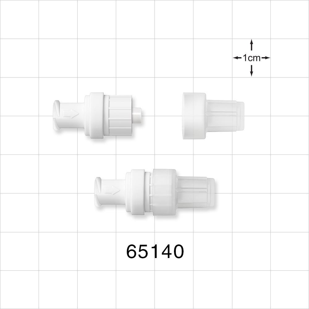 Check Valve, Female Luer Lock Inlet, Male Luer Lock Outlet with Cap