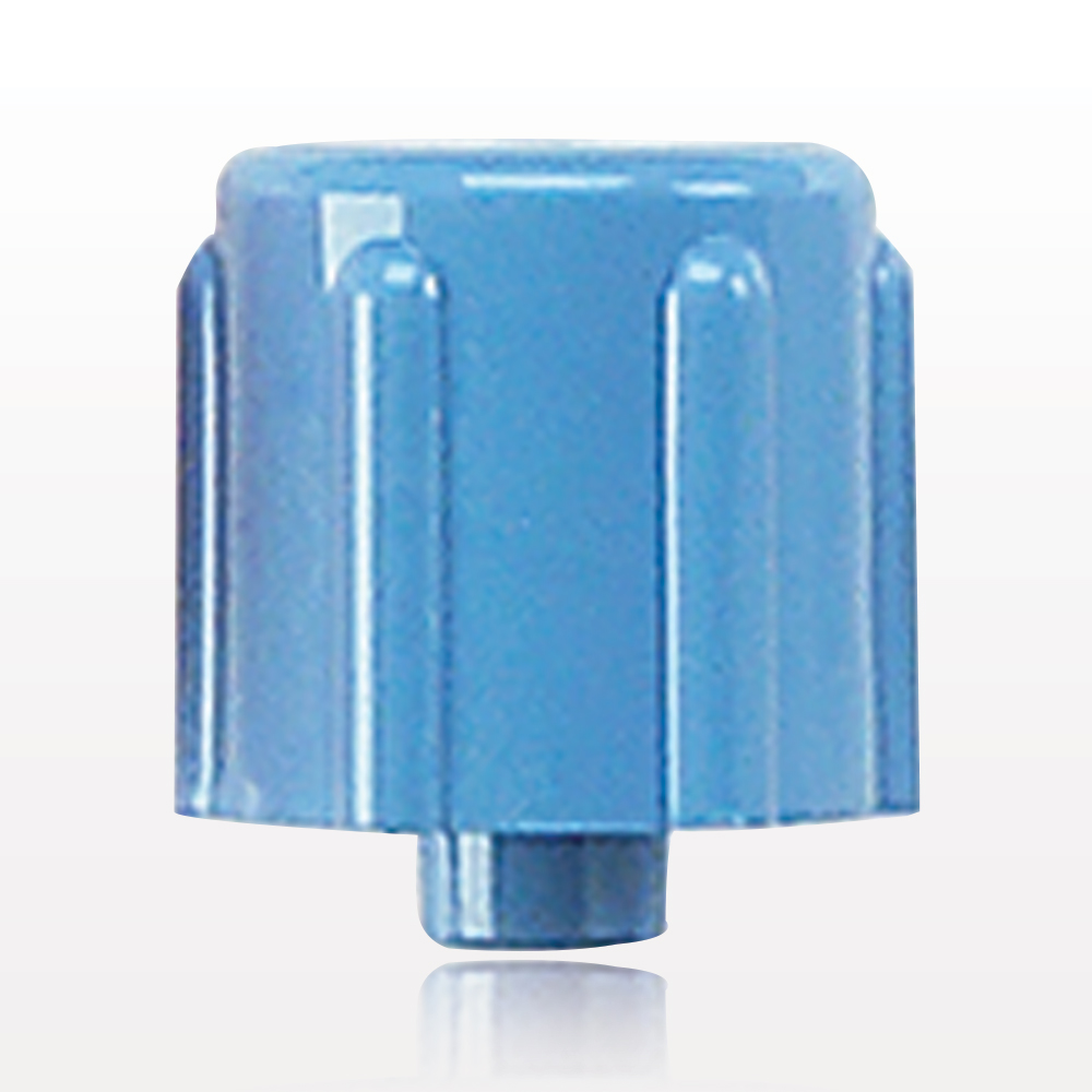 Male Luer Cap, Vented, Light Blue