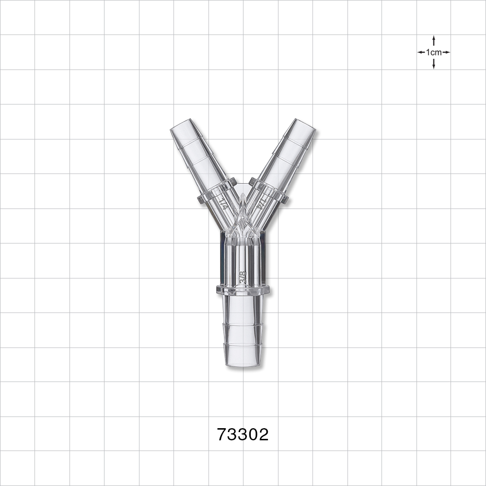 Y Connector, Reducer, Tubing Ports, Clear