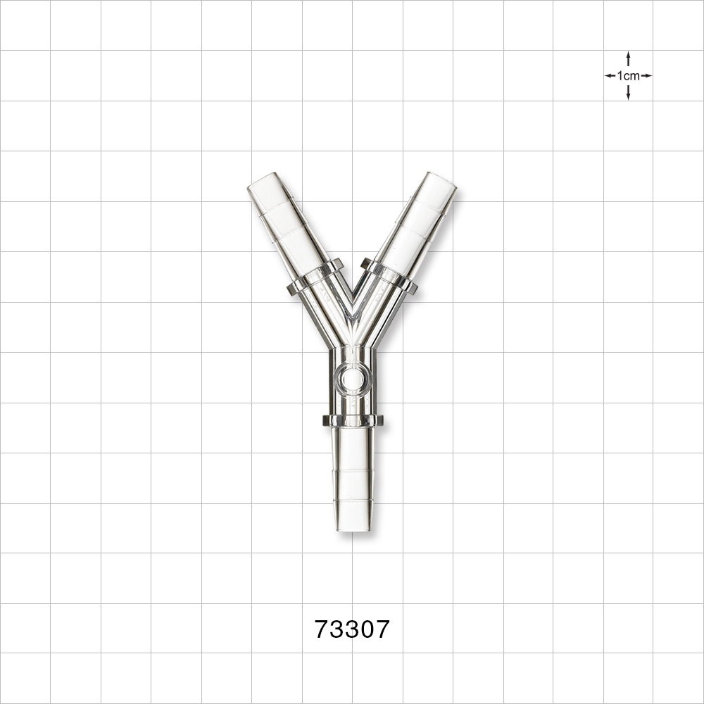 Y Connector, Tubing Ports, Female Luer Lock Side Port, Clear