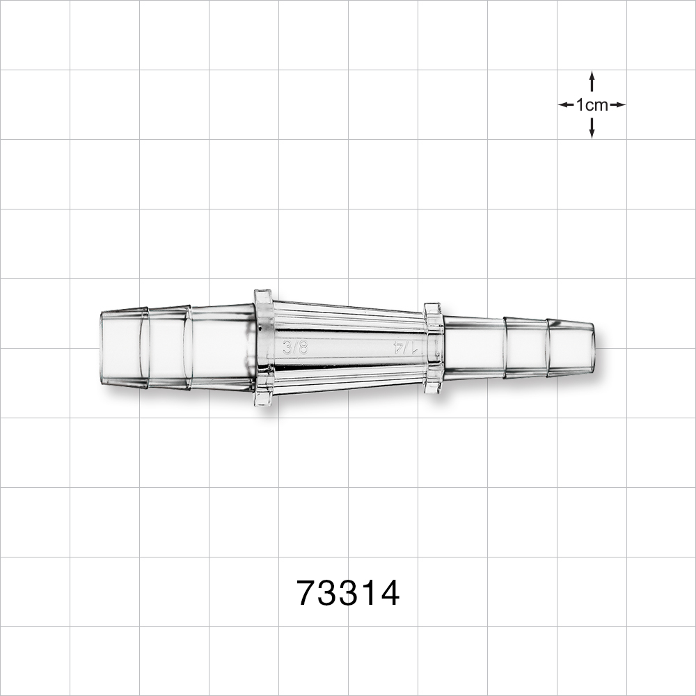 Straight Connector, Reducer, Barbed, Clear