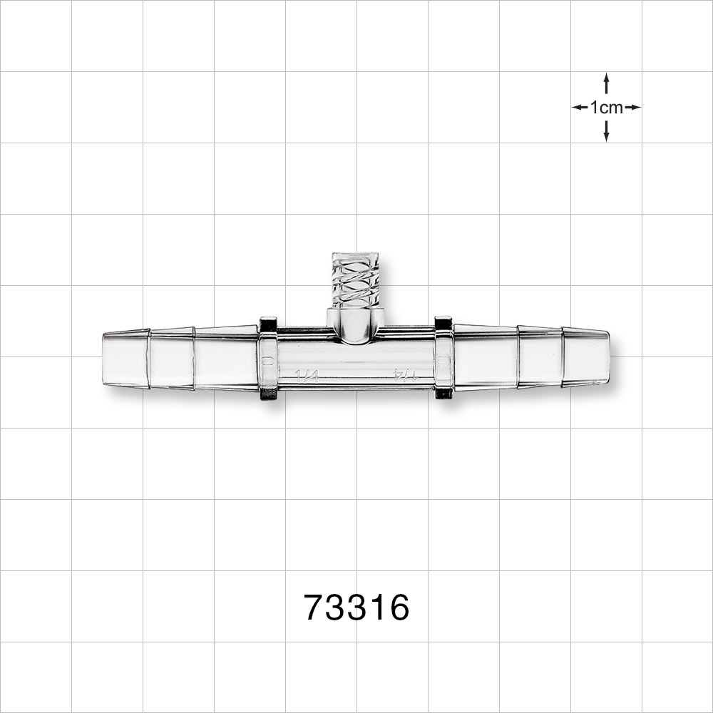 Straight Connector, Barbed, Female Luer Lock Side Port, Clear