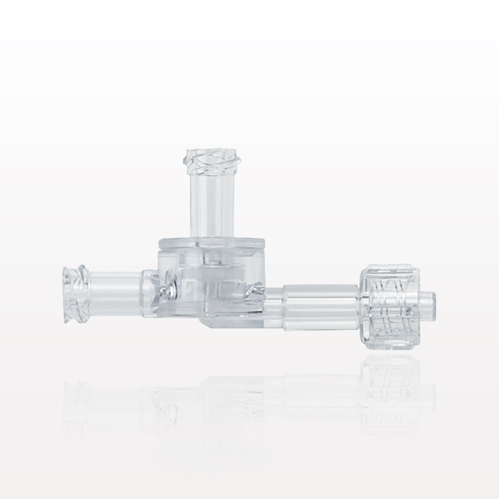 Dual Check Valve, Female Luer Lock Inlet, Male Luer Lock Outlet, Female Luer Lock Control Port