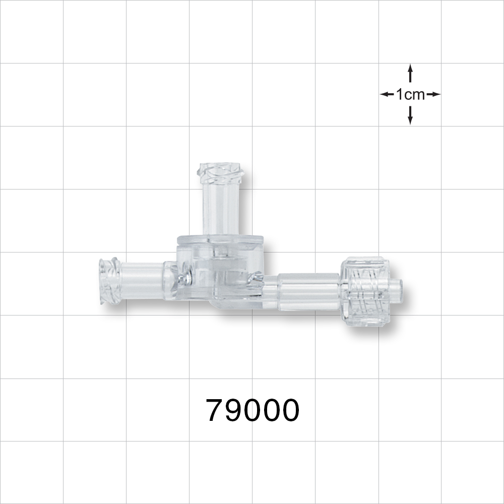 Dual Check Valve, Female Luer Lock Inlet, Male Luer Lock Outlet, Female Luer Lock Control Port