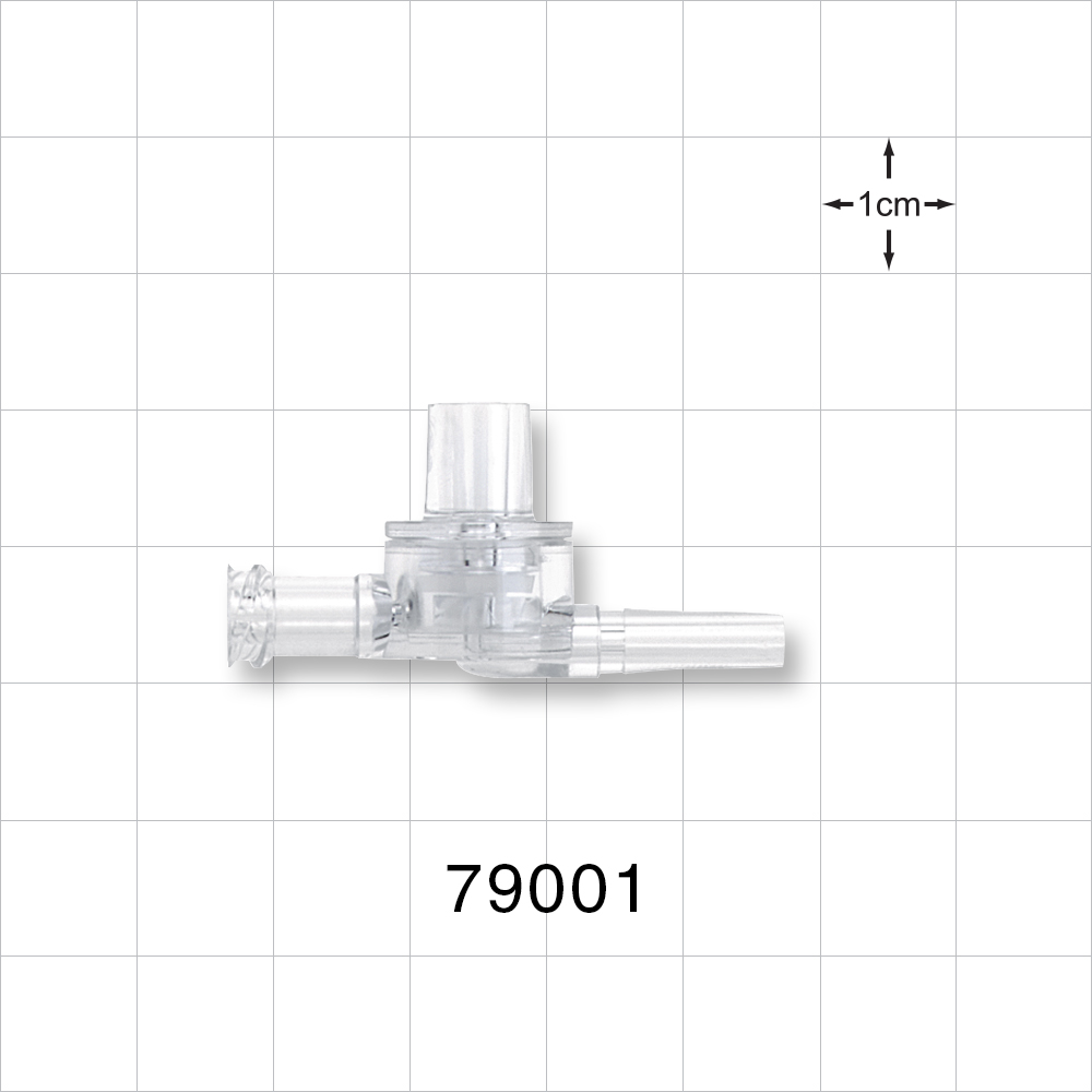 Dual Check Valve, Tubing Port Inlet, Male Luer Slip Outlet, Female Luer Lock Control Port