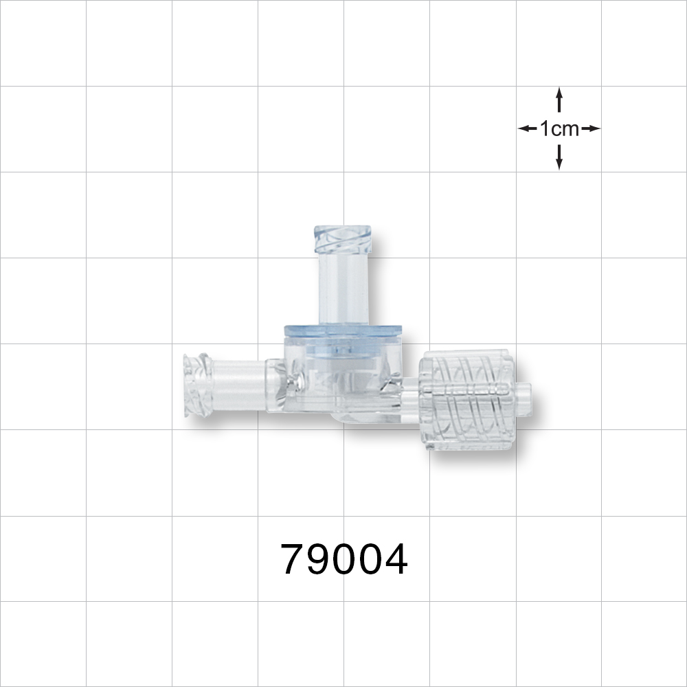 Dual Check Valve, Female Luer Lock Inlet, Male Luer with Swivel Nut Outlet, Female Luer Lock Control