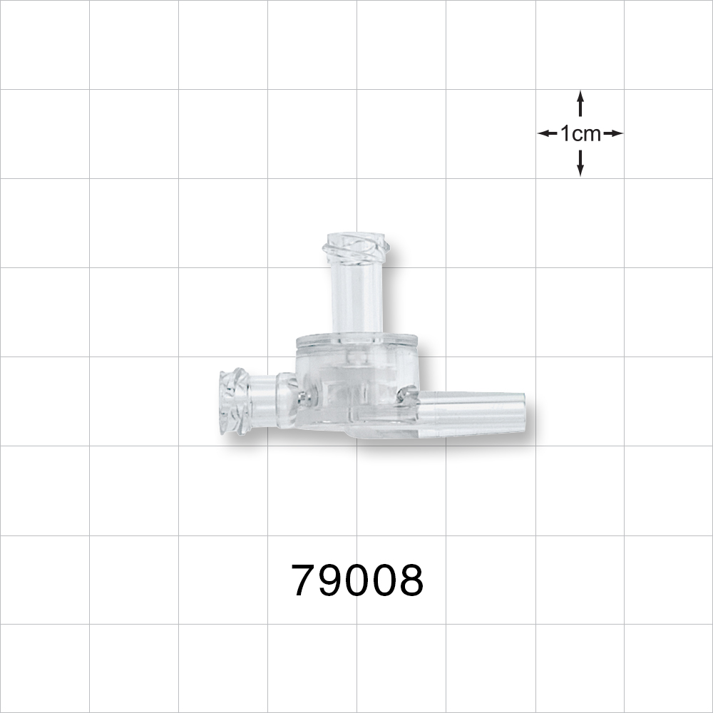 Dual Check Valve, Female Luer Lock Inlet, Tubing Port Outlet, Female Luer Lock Control Port