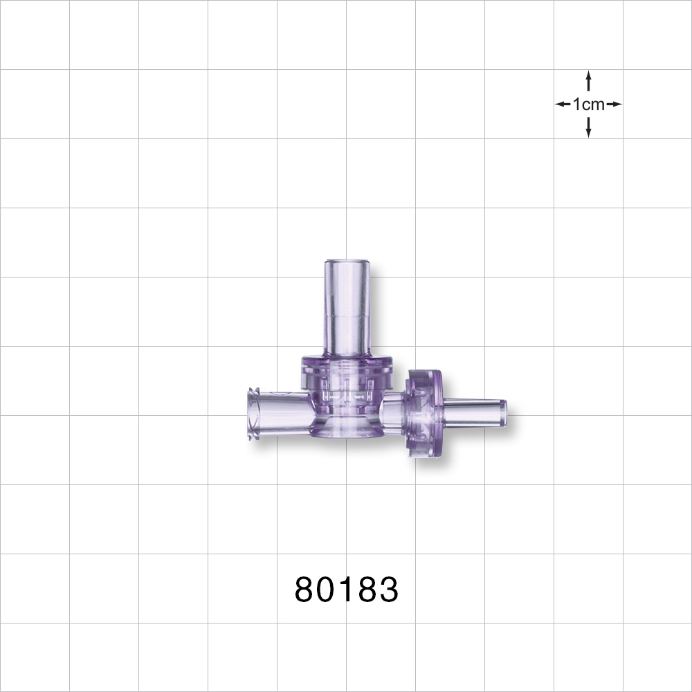 Dual Check Valve, Female Luer Slip Inlet, Tubing Port Outlet, Female Luer Lock Control Port