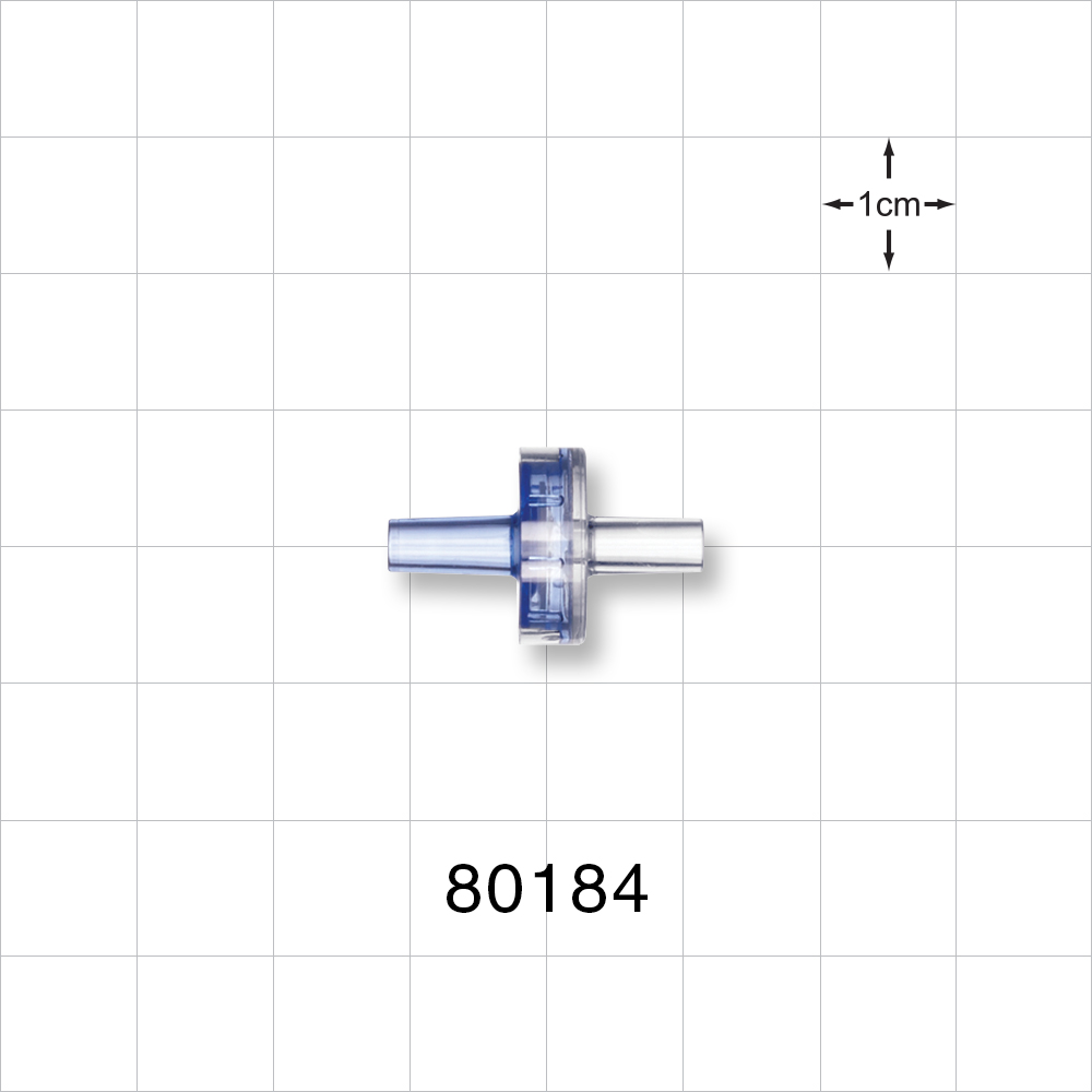 Check Valve, Blue Male Luer Slip Inlet, Clear Male Luer Slip Outlet