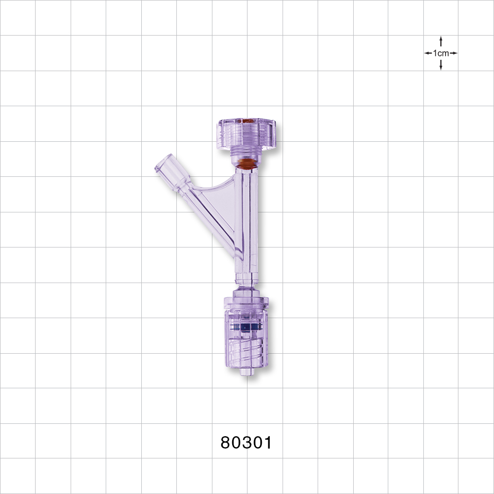 Hemostasis Valve Y Connector, Rotating Male Luer Lock, Female Luer Lock Sideport