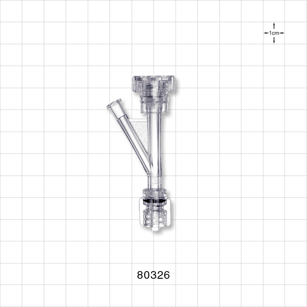 Hemostasis Valve Y Connector, Rotating Male Luer Lock, Female Luer Lock Sideport