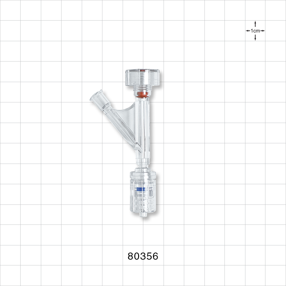 Hemostasis Valve Y Connector, Rotating Male Luer Lock, Female Luer Lock Sideport