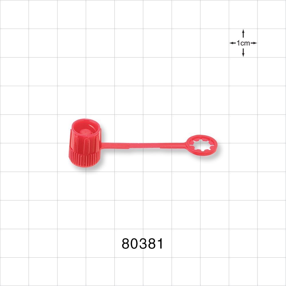 Discontinued Male Luer Lock Cap, Non-Vented w/Strap, Red