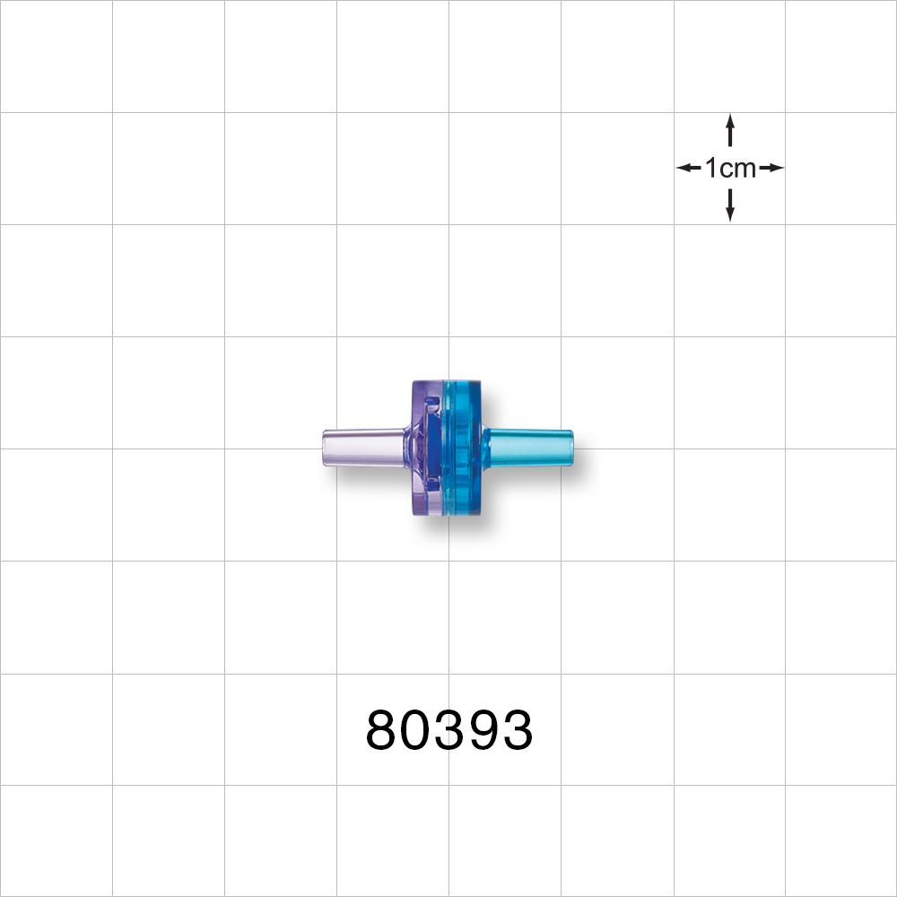 Check Valve, Clear Inlet, Blue Outlet