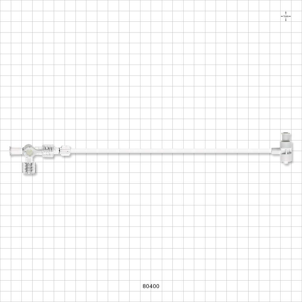 Extension Line, Hemostasis Valve with Male Luer Lock & Female Cap to 3-Way Stopcock & Male Luer Cap