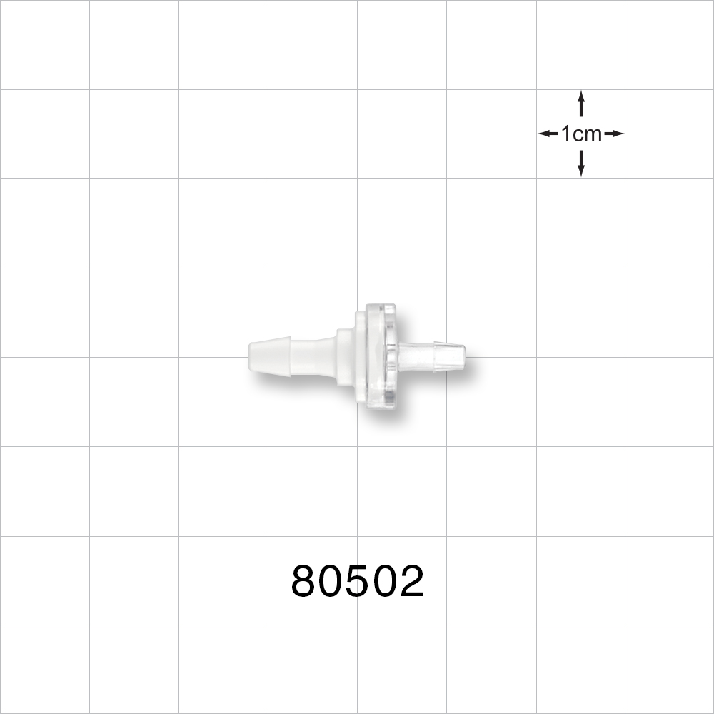 Check Valve, White Inlet, Clear Outlet, Barbed