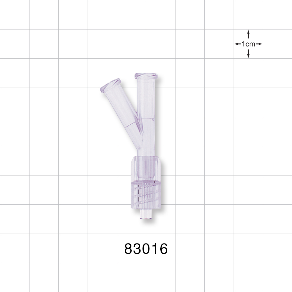 Y Connector, 2 Female Luer Locks, Male Luer w/Spin Lock, Clear