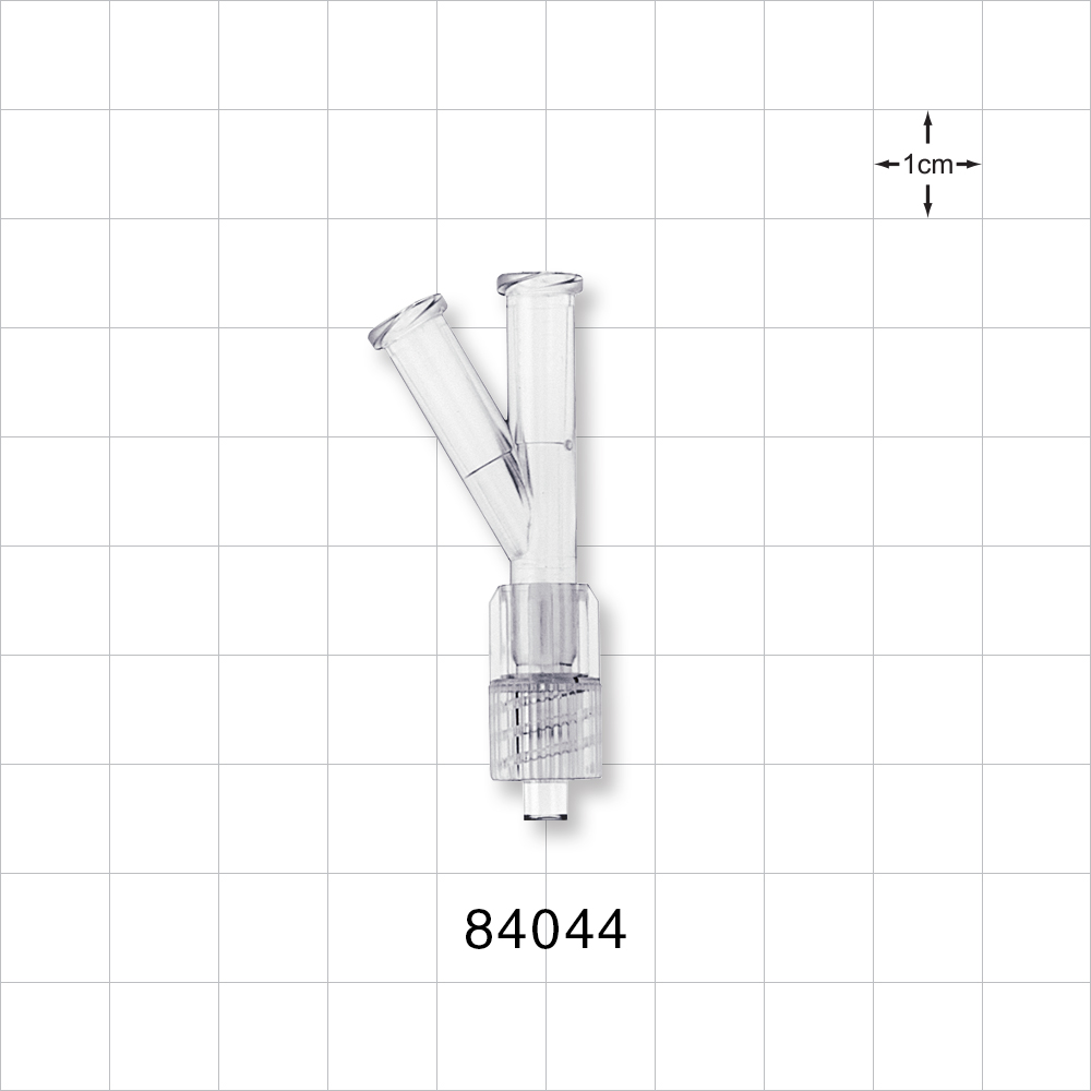 Y Connector, 2 Female Luer Locks, Male Luer w/Spin Lock, Clear