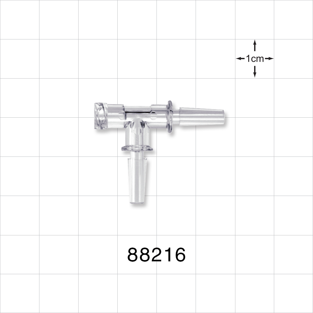 T Connector, Female Luer Lock, 2 Male Luer Slips