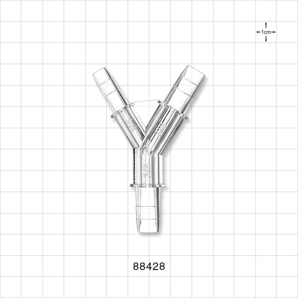 Y Connector, Reducer, Barbed, Clear