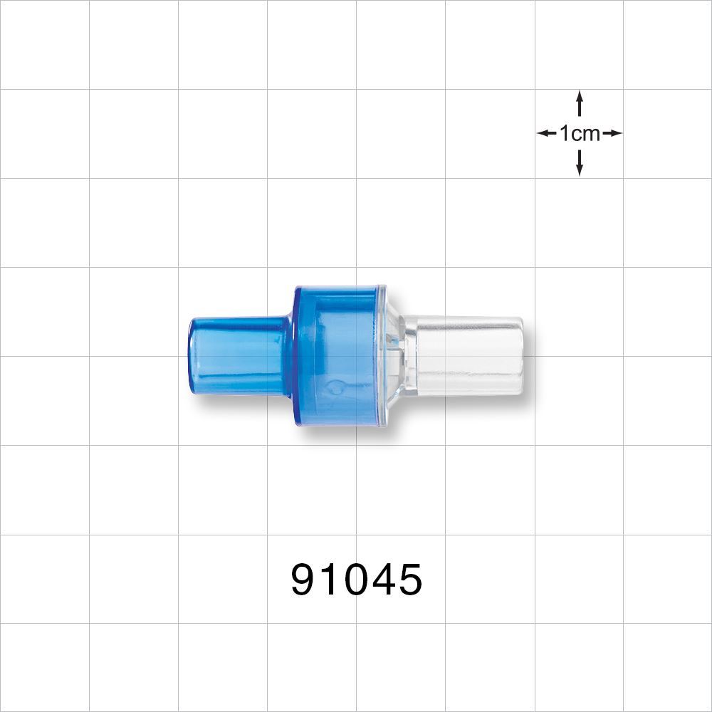 High-Flow Check Valve, Blue Inlet, Clear Outlet