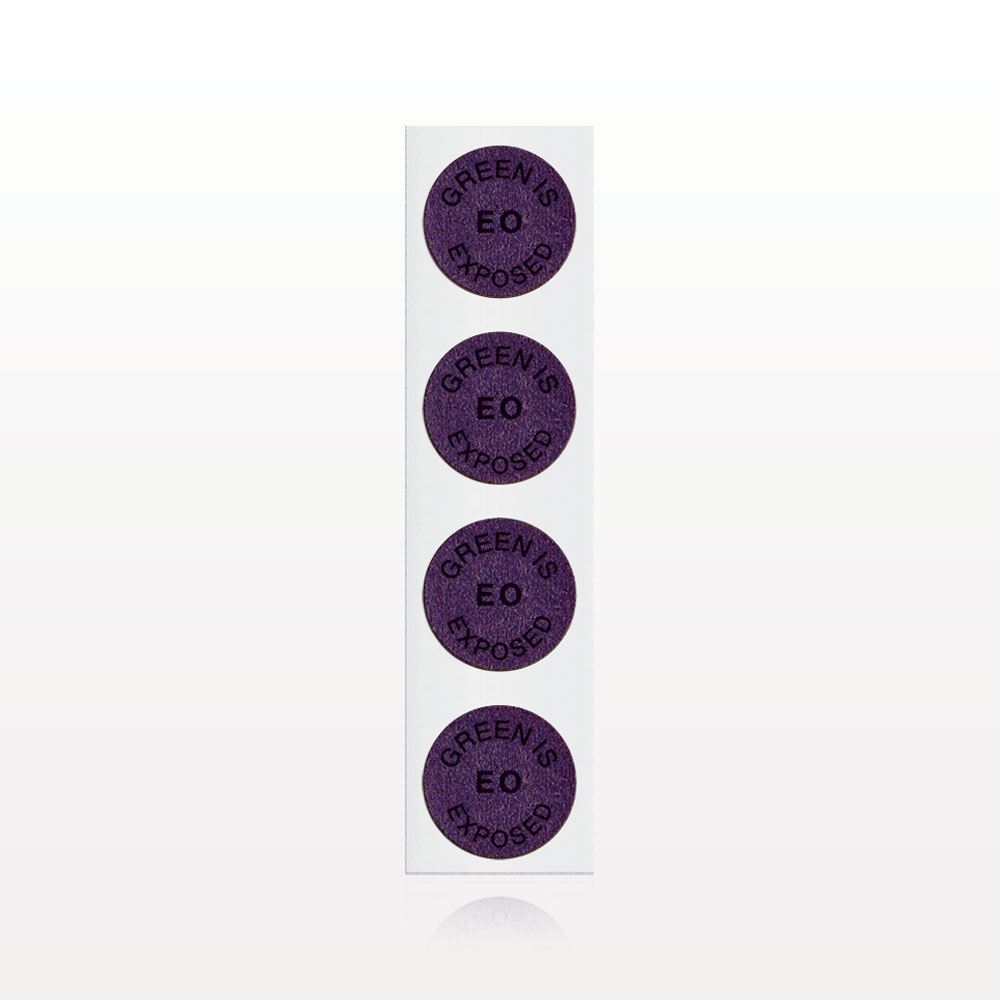 ETO Sterilization Indicator, Purple to Green with Text; Text Reads 