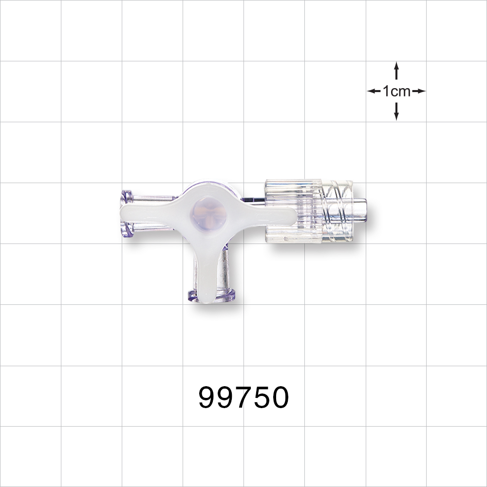 3-Way Stopcock, 2 Female Luer Locks, Swivel Male Luer Lock