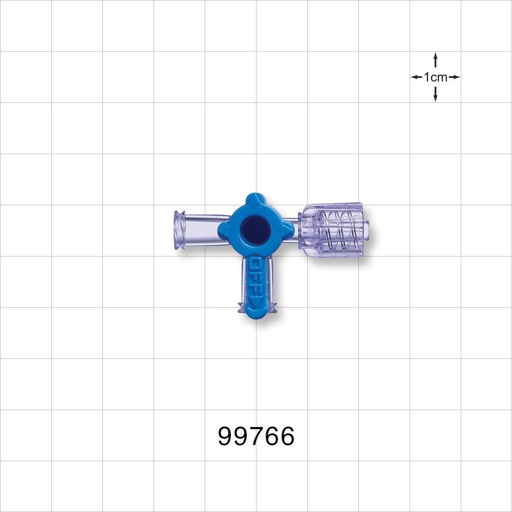 3-Way Stopcock, 2 Female Luer Locks, Rotating Male Luer Lock