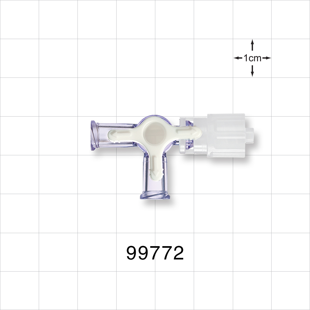 4-Way Stopcock, 2 Female Luer Locks, Rotating Male Luer Lock