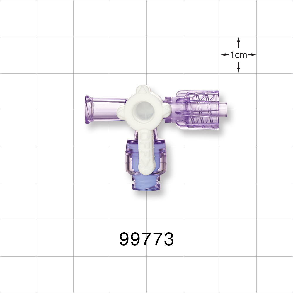 4-Way Stopcock, Female Luer Lock, Swabbable Luer Activated Valve, Male Luer Lock