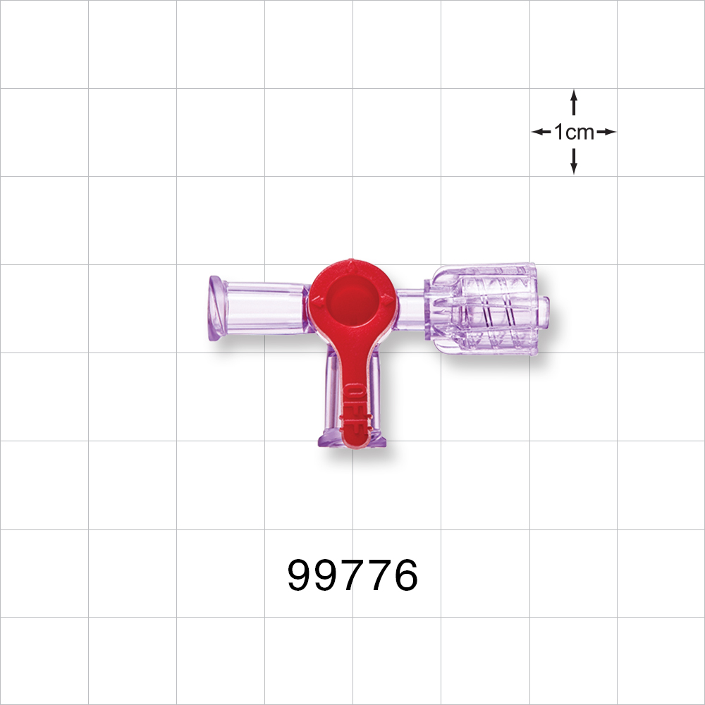 2-Way Stopcock, 2 Female Luer Locks, Male Luer with Spin Lock