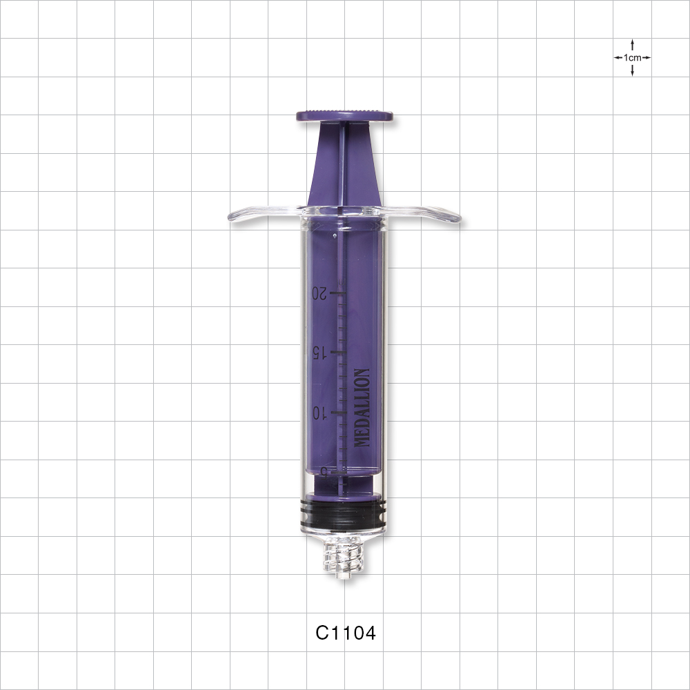 Medallion® Syringe, Male Luer Lock, Wing Grips, Purple