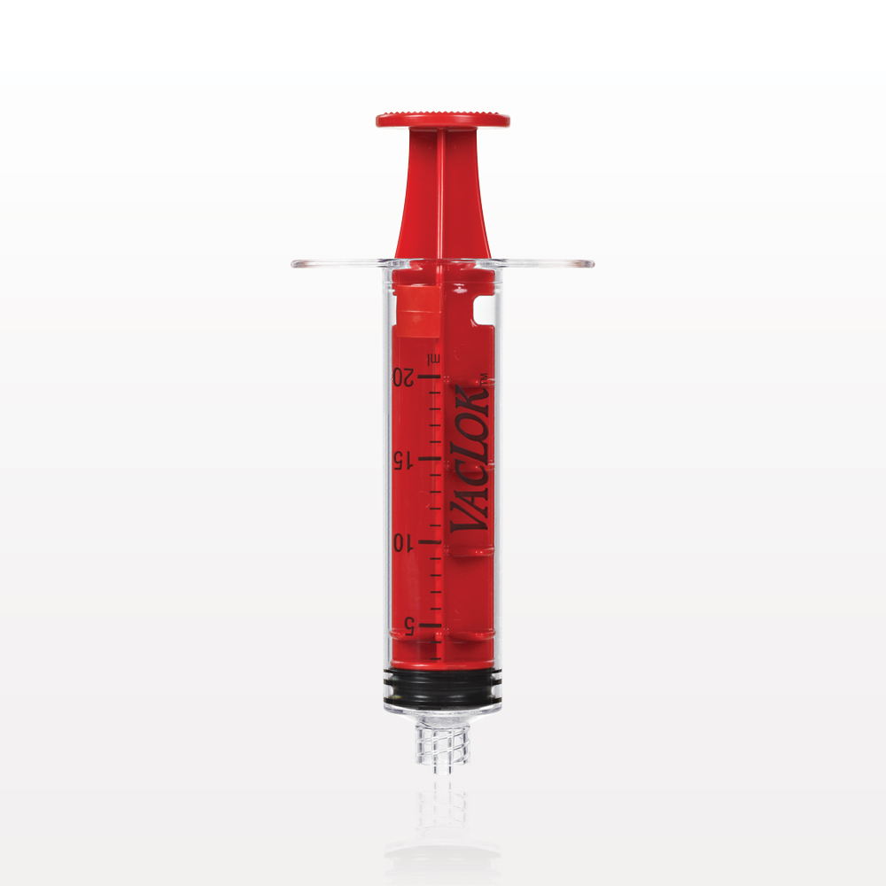 VacLok® Negative Pressure Syringe, Male Luer Lock, Red