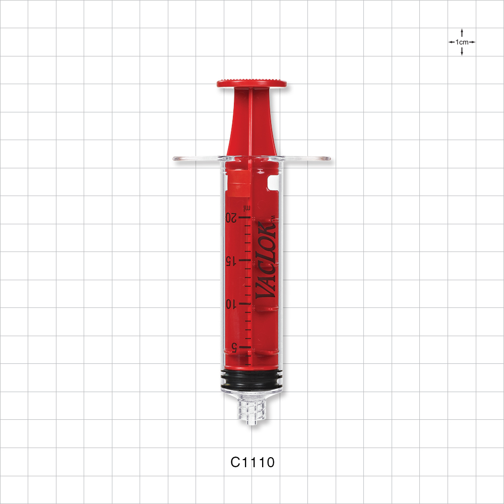 VacLok® Negative Pressure Syringe, Male Luer Lock, Red