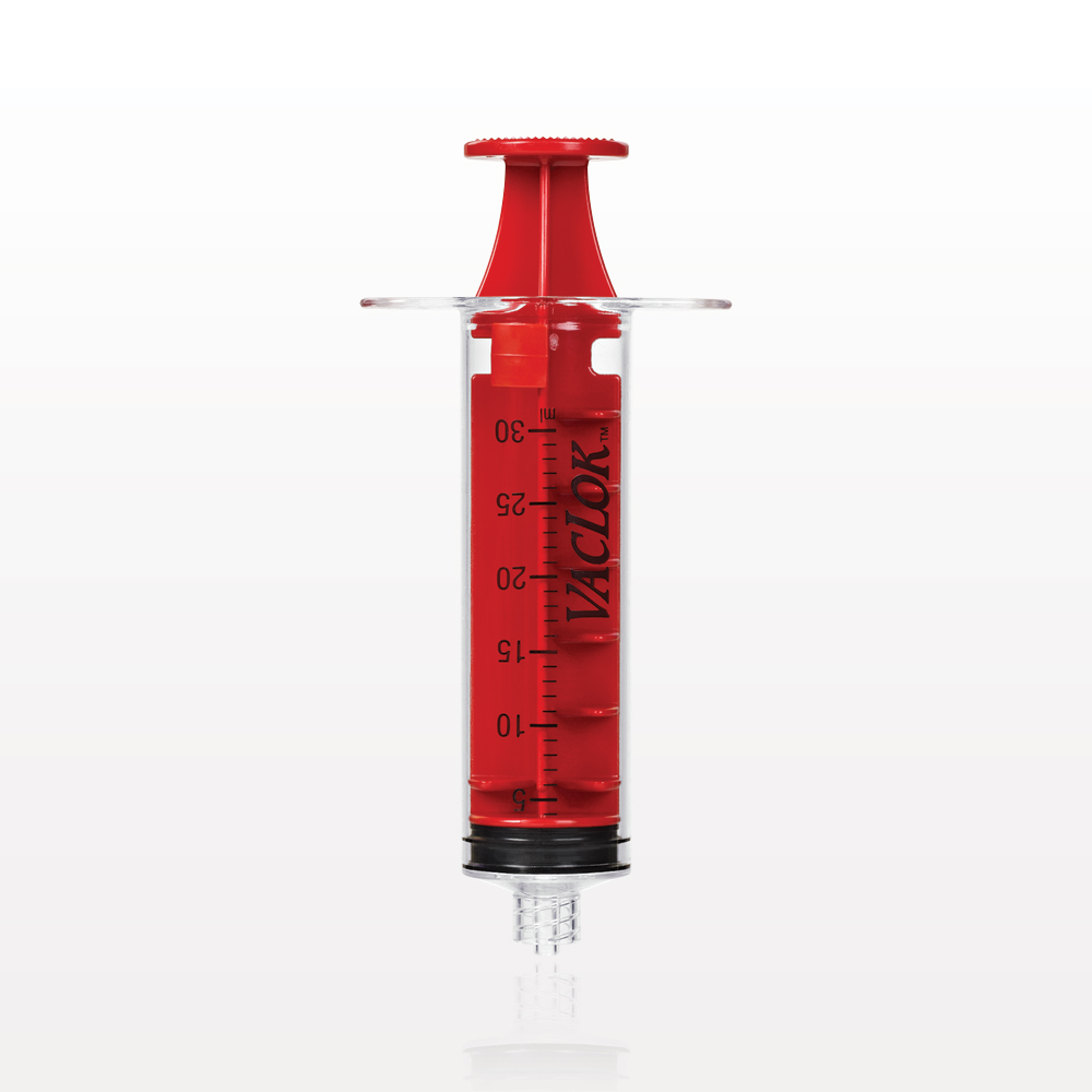 VacLok® Negative Pressure Syringe, Male Luer Lock, Red