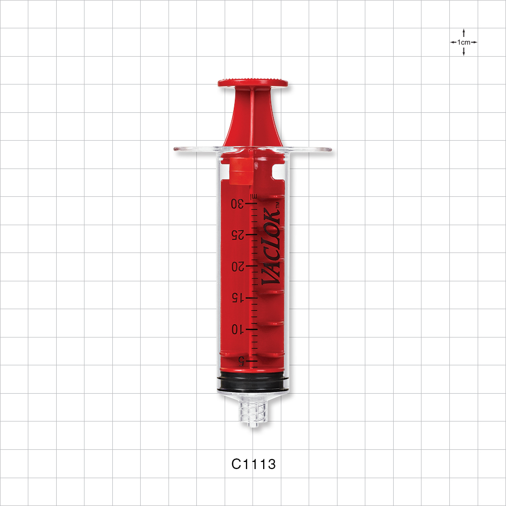 VacLok® Negative Pressure Syringe, Male Luer Lock, Red