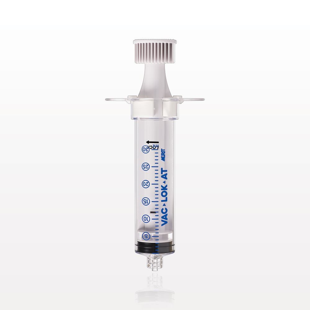 VacLok AT™ Negative Pressure Syringe, Male Luer Lock, White