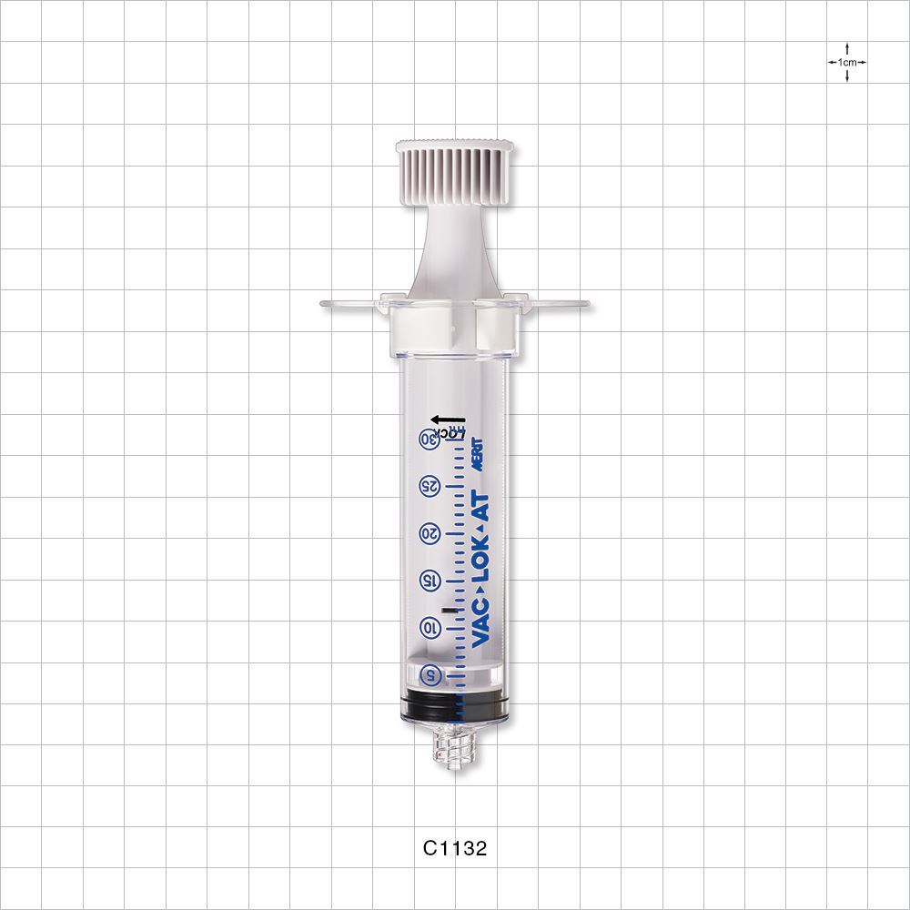 VacLok AT™ Negative Pressure Syringe, Male Luer Lock, White