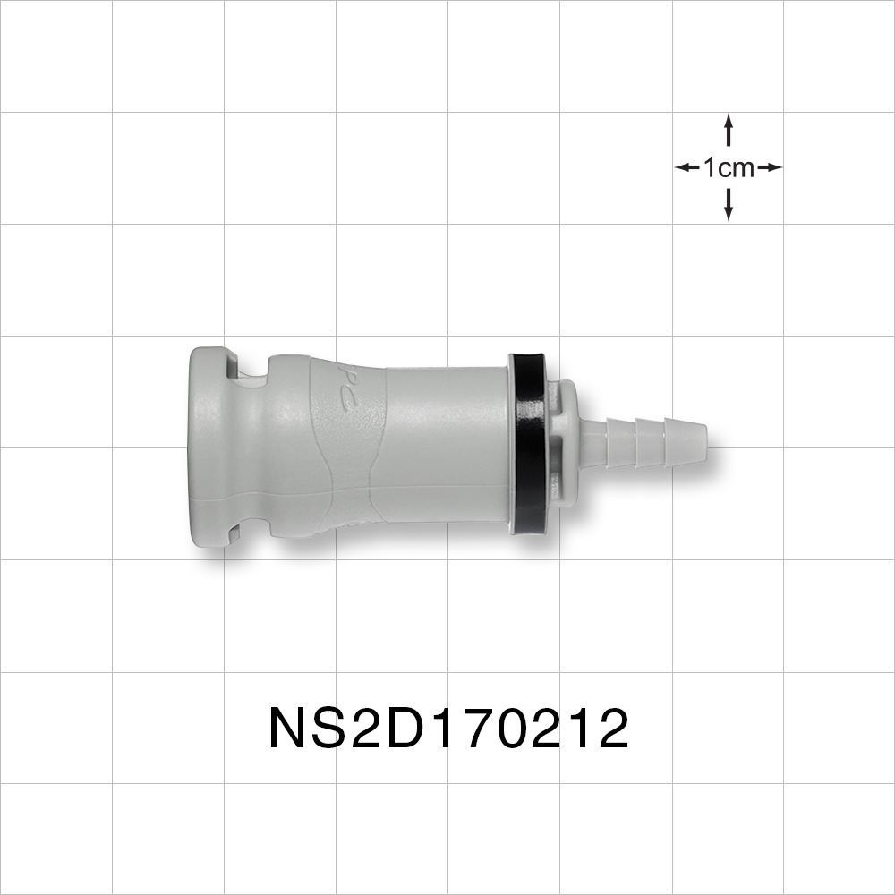 NS212 Connector, Body, Valved, Barbed