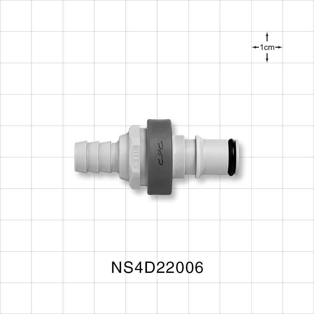 NS4 Connector, Insert, Valved, Barbed