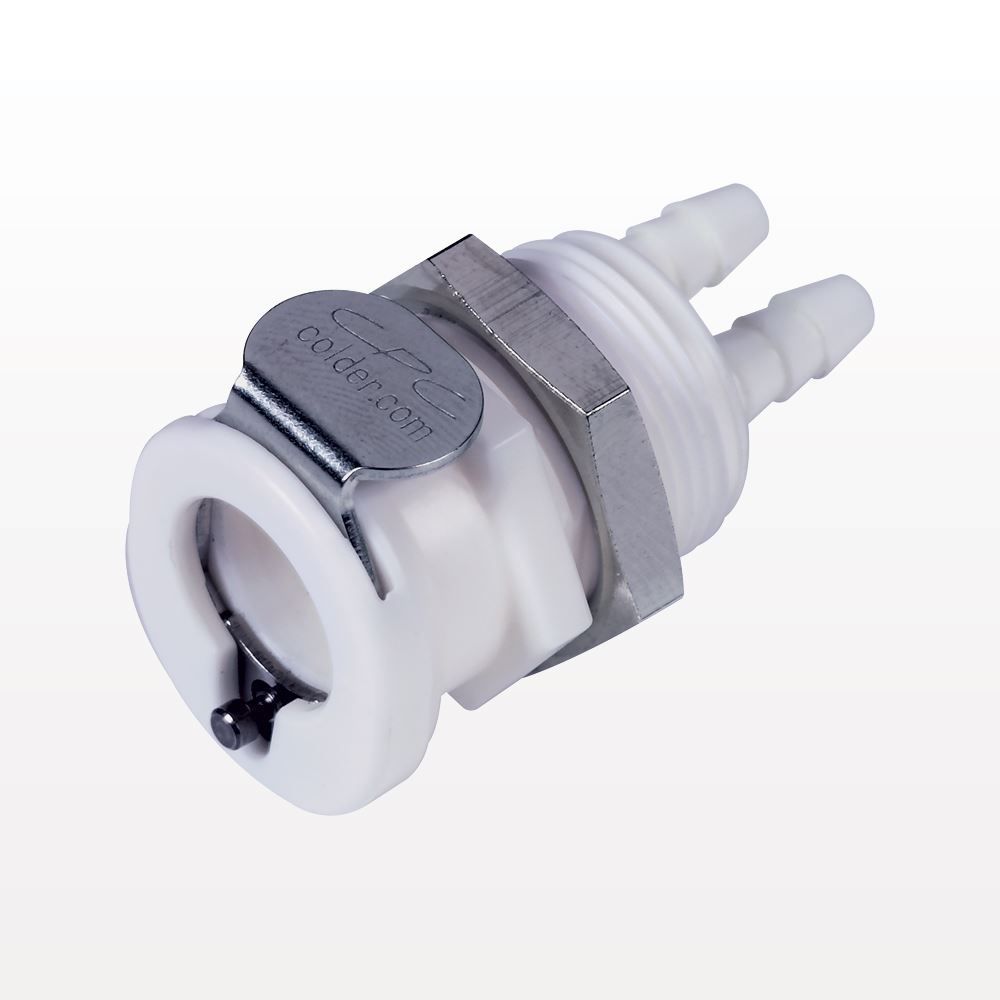 Twin Tube™ Coupling Body, Panel Mount Body, Non-Valved, Barbed